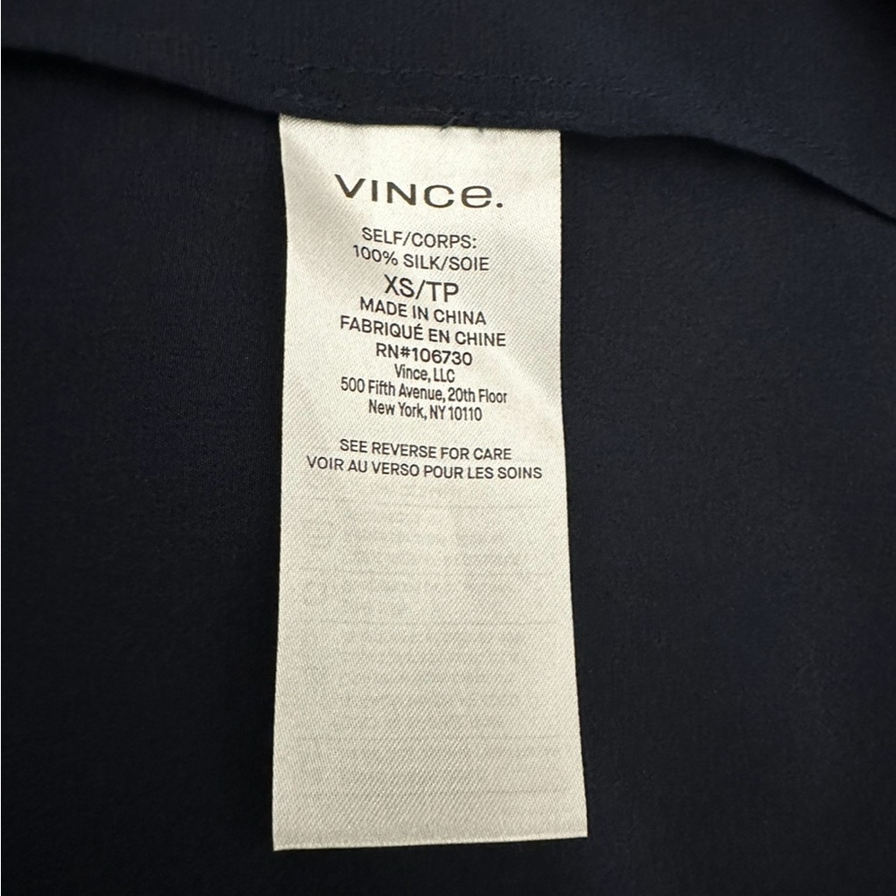 NWT Vince Navy Blue Washed-Silk Utility Blouse Size XS - Picture 15 of 15